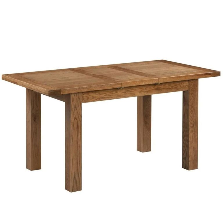 Original Extending Dining Set - 4-6 Seater - 120cm-153cm - Rustic Oak - 4 Toulouse Slatted Chair with Dark Brown Faux Leather Seat Pad