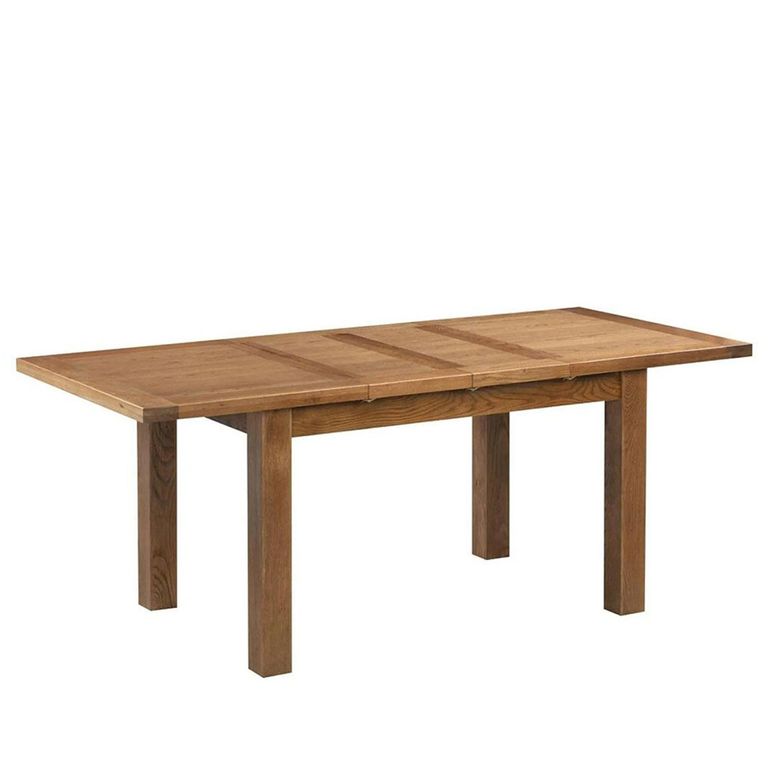 Original Extending Dining Set - 4-8 Seater - 131cm-198cm - Rustic Oak - 4 Arizona Slatted Chair with Dark Brown Faux Leather Seat Pad