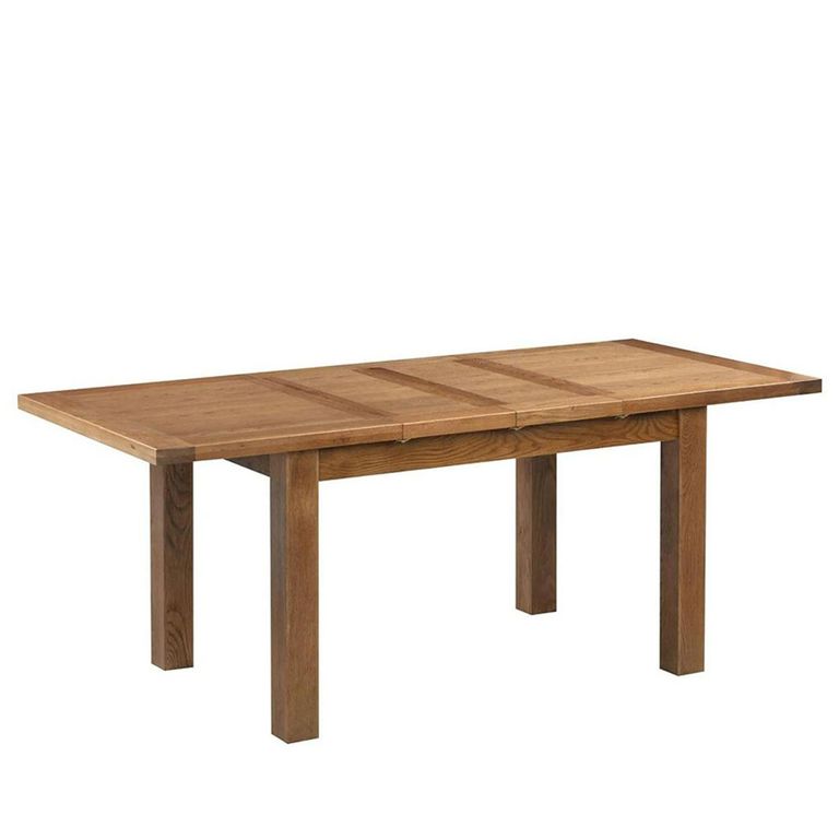 Original Extending Dining Set - 4-8 Seater - 131cm-198cm - Rustic Oak - 4 Toulouse Slatted Chair with Dark Brown Faux Leather Seat Pad