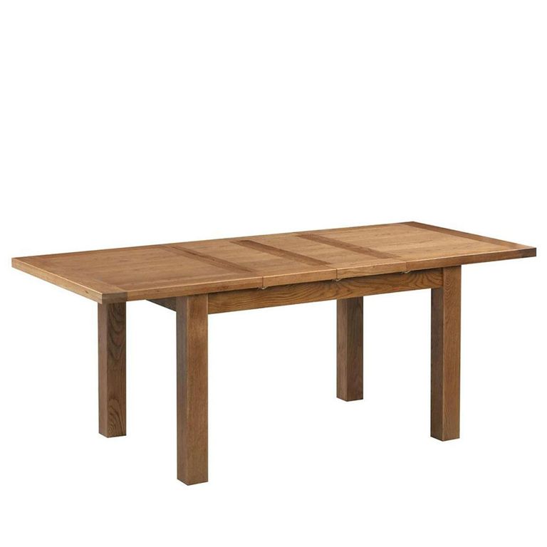 Original Extending Dining Set - 6-8 Seater - 180cm-250cm - Rustic Oak - 6 Toulouse Slatted Chair with Dark Brown Faux Leather Seat Pad