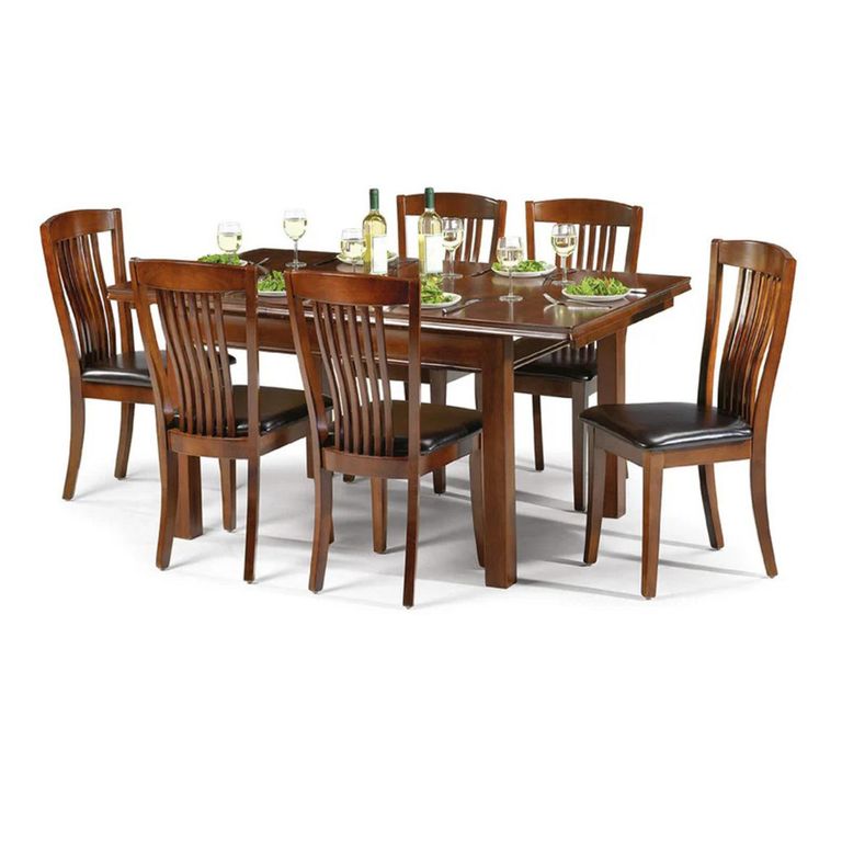 Canterbury Extending Dining Set - 4-6 Seater - 120cm-160cm - 4 Leather Chairs - Mahogany
