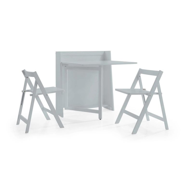 Helsinki Compact Dining Set - 2 Seater - 80cm - 2 Folding Chairs - Grey