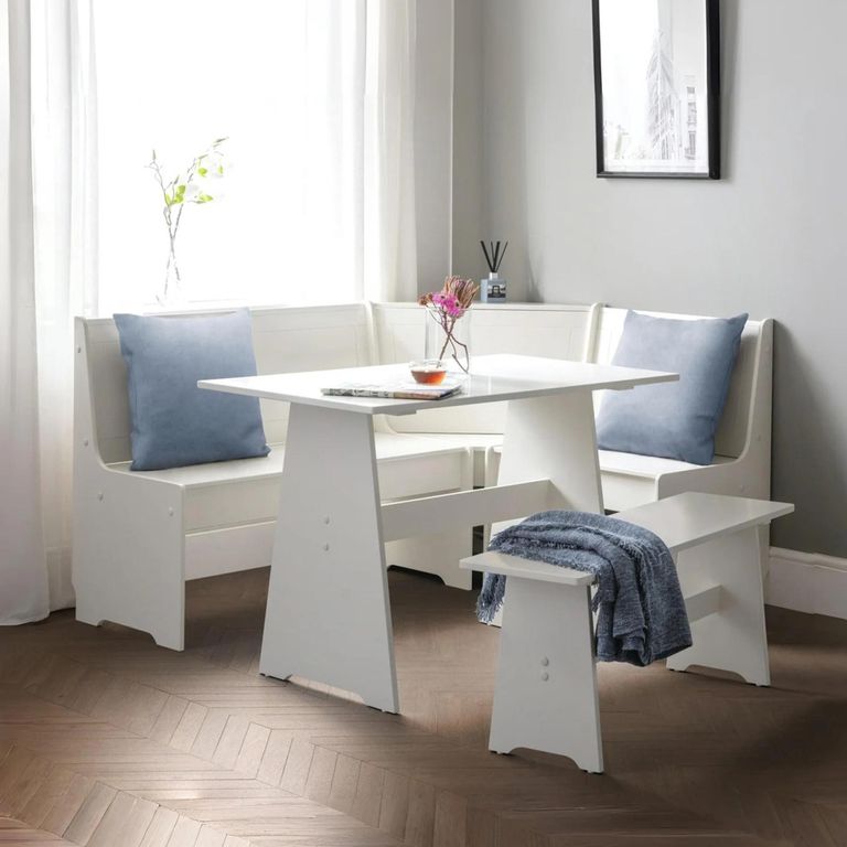Newport Corner Dining Set - 4 Seater - 109cm - White