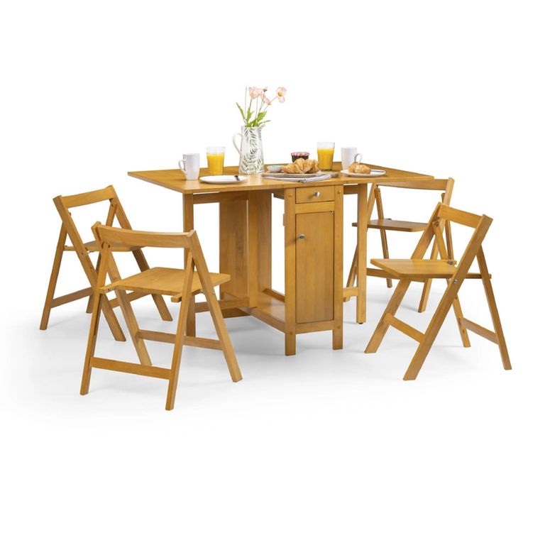 Savoy Gateleg Dining Set - 4 Seater - 35cm-120cm - 4 Chairs - Oak