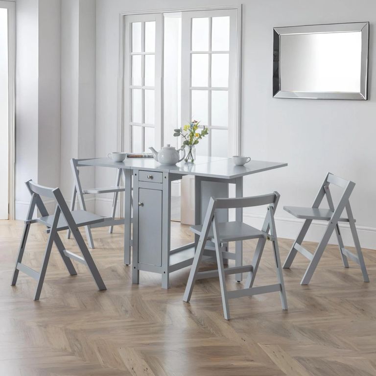 Savoy Gateleg Dining Set - 4 Seater - 120cm - 4 Chairs - Grey