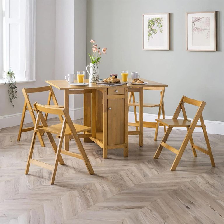 Savoy Gateleg Dining Set - 4 Seater - 35cm-120cm - 4 Chairs - Oak