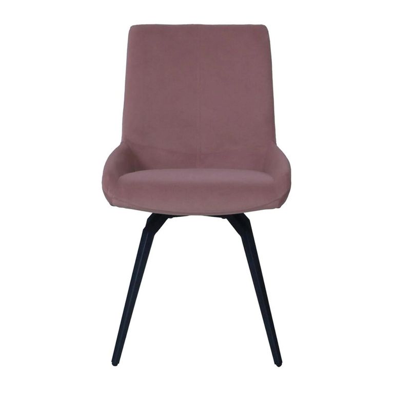 Newton Dining Set - 6 Seater - 180cm - Clear Glass and Natural - 6 Malcom Pink Fabric Swivel Chair