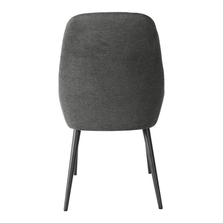 Newton Dining Set - 6 Seater - 180cm - Smoked Glass and Natural - 6 Claflin Dark Grey Fabric Chair