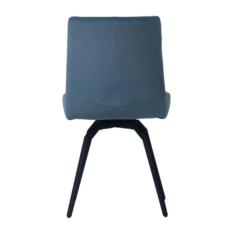 Newton Dining Set - 6 Seater - 180cm - Smoked Glass and Natural - 6 Malcom Blue Fabric Swivel Chair