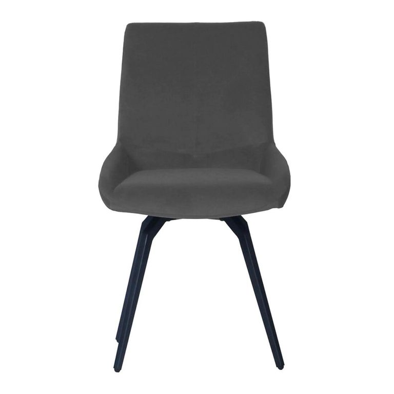 Newton Dining Set - 6 Seater - 180cm - Smoked Glass and Natural - 6 Malcom Dark Grey Fabric Swivel Chair