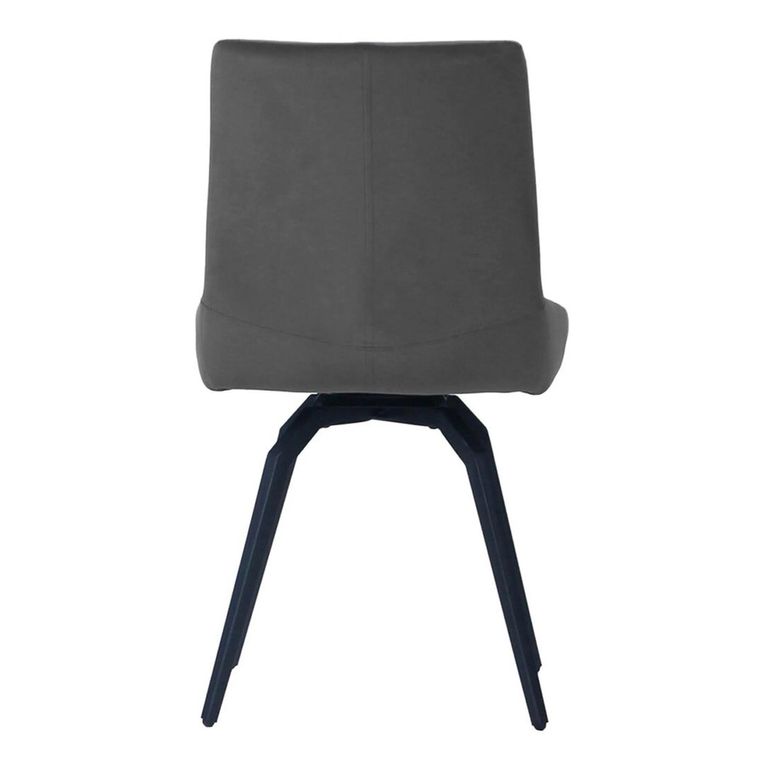 Newton Dining Set - 6 Seater - 180cm - Smoked Glass and Natural - 6 Malcom Dark Grey Fabric Swivel Chair