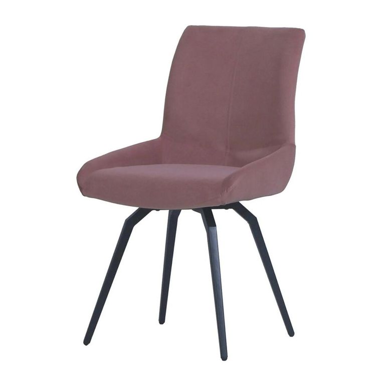 Newton Dining Set - 6 Seater - 180cm - Smoked Glass and Natural - 6 Malcom Pink Fabric Swivel Chair