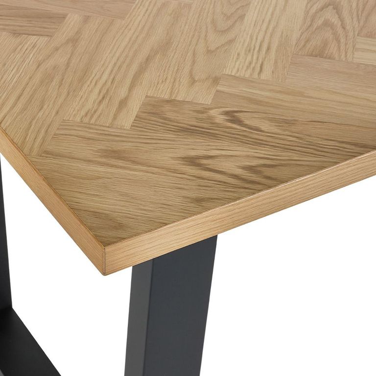 Hilton Dining Set - 180cm - 6 Seater - Herringbone - 2 Benches - Oak
