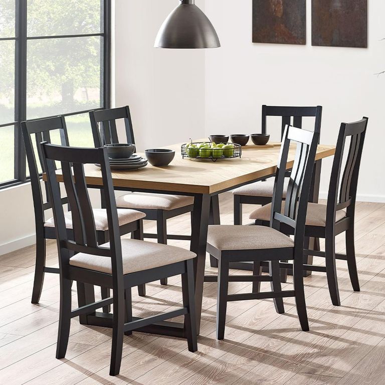 Hilton Dining Set - 180cm - 6 Seater - Herringbone - 6 Chairs - Oak