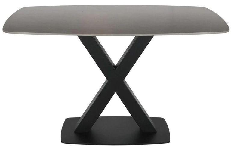 Vernal Dining Set - 4 Seater - 130cm - Grey Sintered Stone - 4 Claflin Dark Grey Fabric Chair