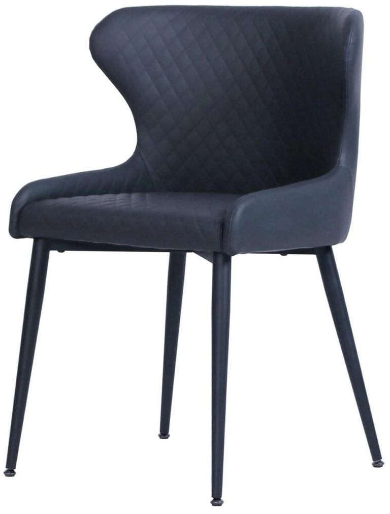 Vernal Dining Set - 4 Seater - 130cm - Grey Sintered Stone - 4 Langley Grey Faux Leather Chair