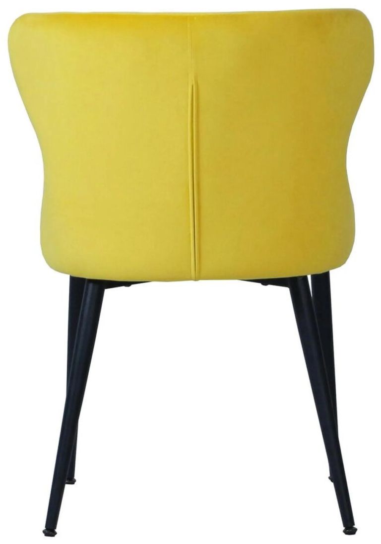 Vernal Dining Set - 4 Seater - 130cm - Grey Sintered Stone - 4 Langley Yellow Fabric Chair