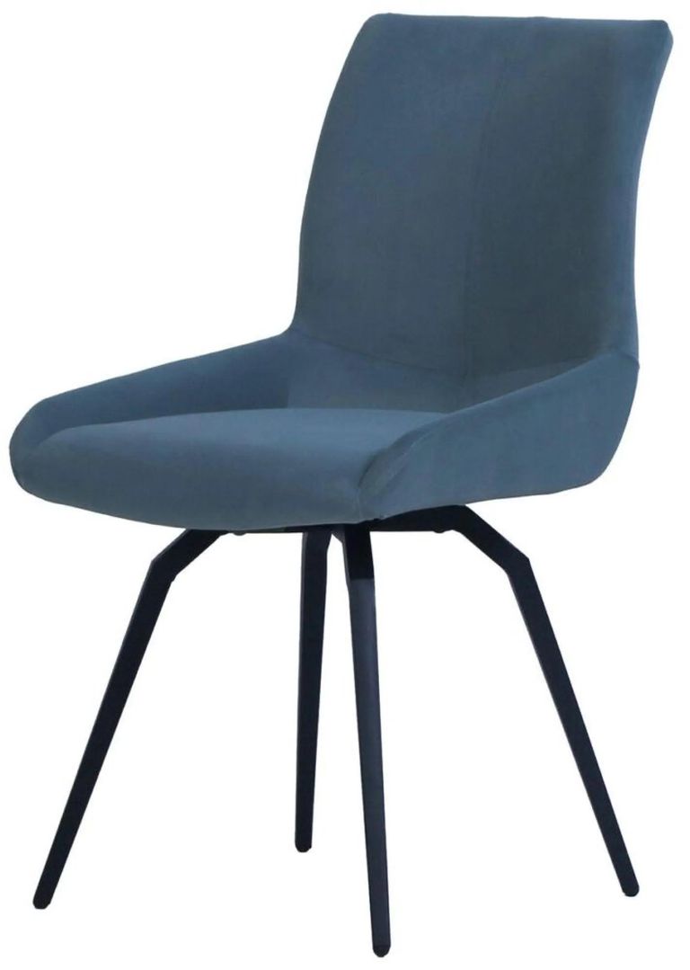 Vernal Dining Set - 4 Seater - 130cm - Grey Sintered Stone - 4 Malcom Blue Fabric Swivel Chair