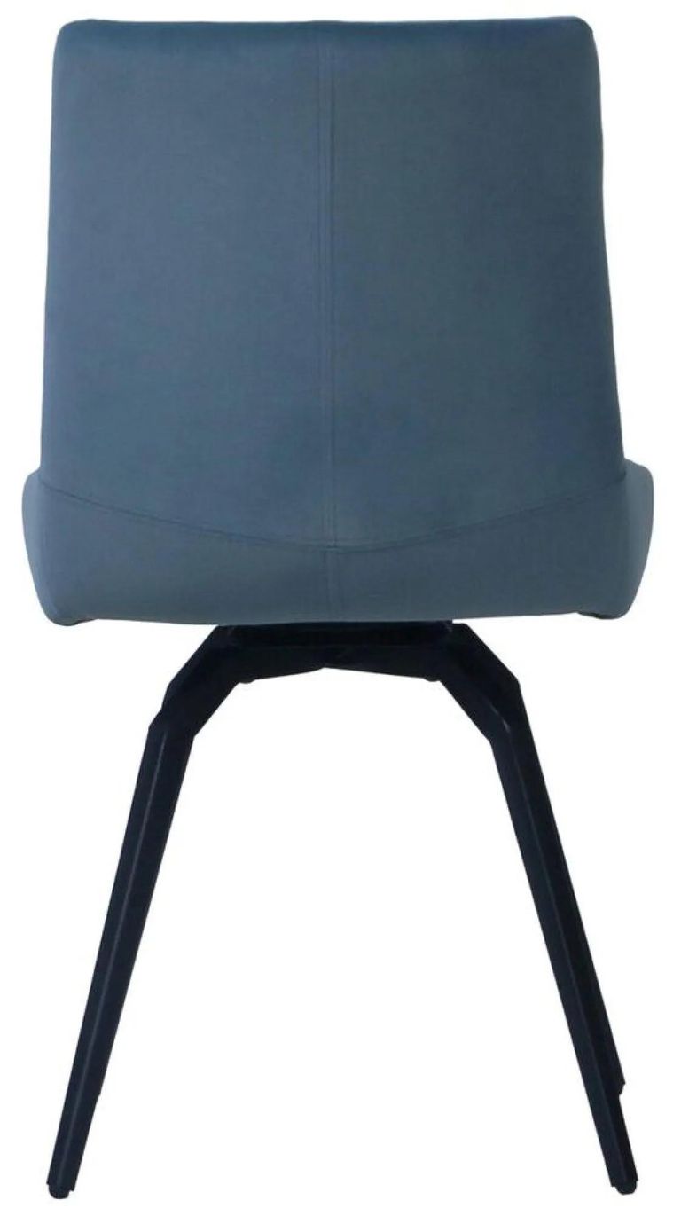Vernal Dining Set - 4 Seater - 130cm - Grey Sintered Stone - 4 Malcom Blue Fabric Swivel Chair