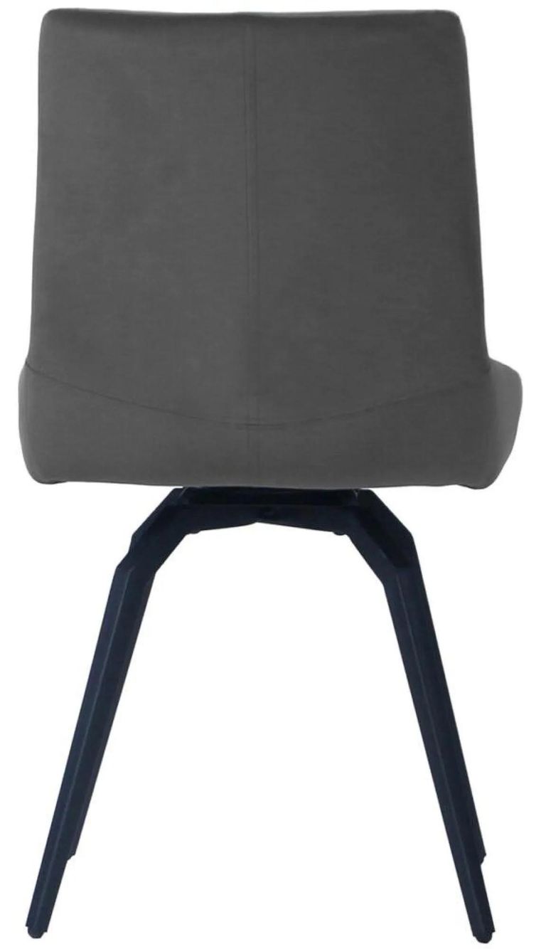 Vernal Dining Set - 4 Seater - 130cm - Grey Sintered Stone - 4 Malcom Dark Grey Fabric Swivel Chair