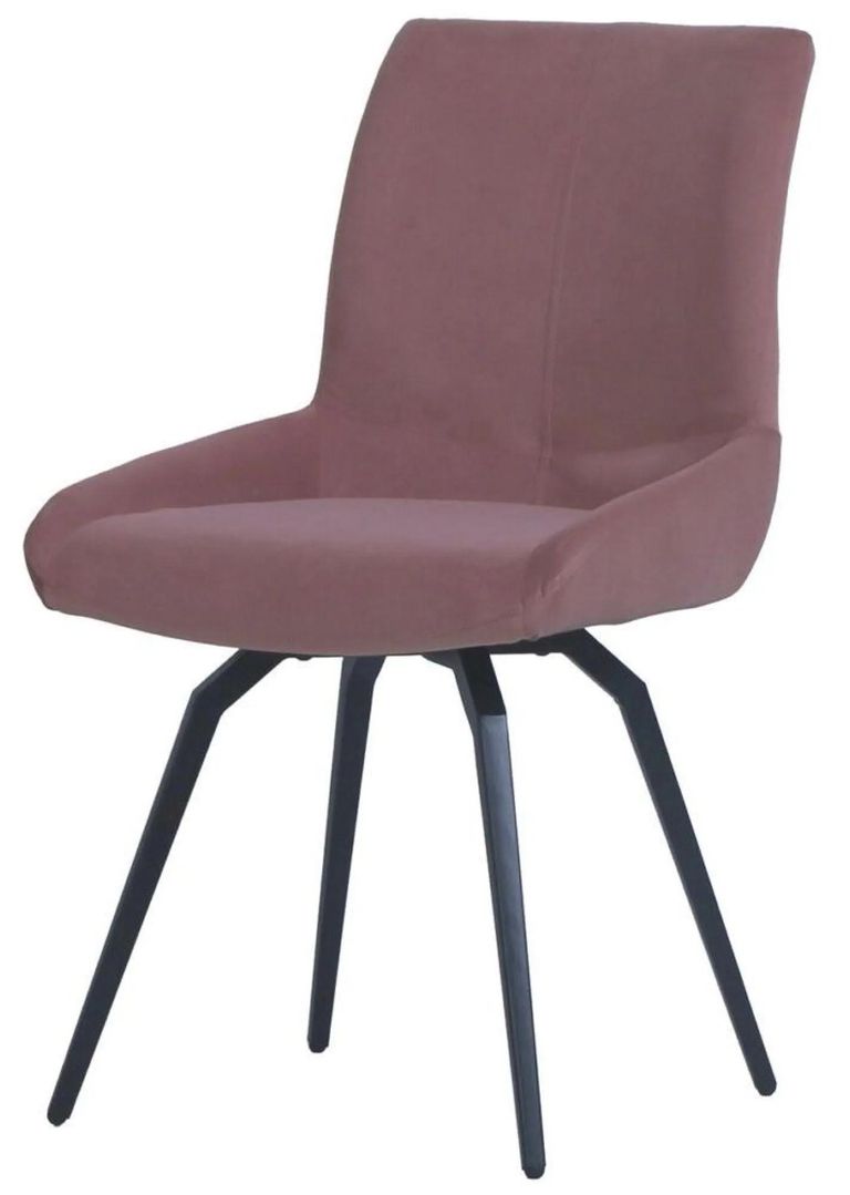 Vernal Dining Set - 4 Seater - 130cm - Grey Sintered Stone - 4 Malcom Pink Fabric Swivel Chair