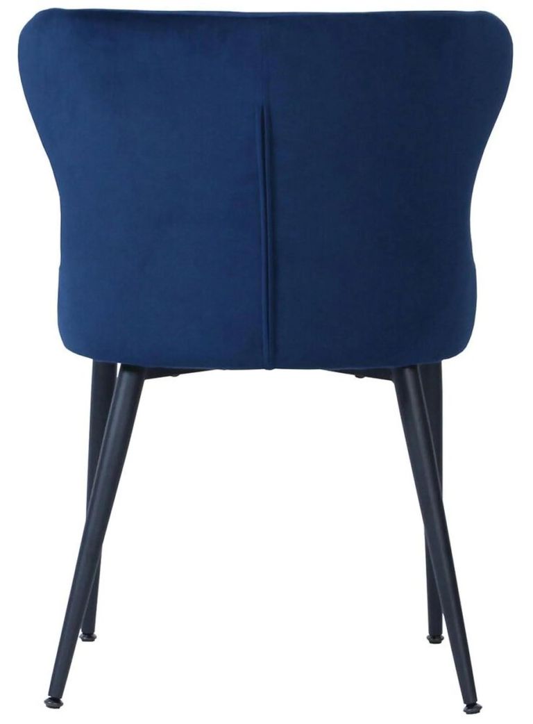 Vernal Dining Set - 4 Seater - 130cm - White Sintered Stone - 4 Langley Blue Fabric Chair