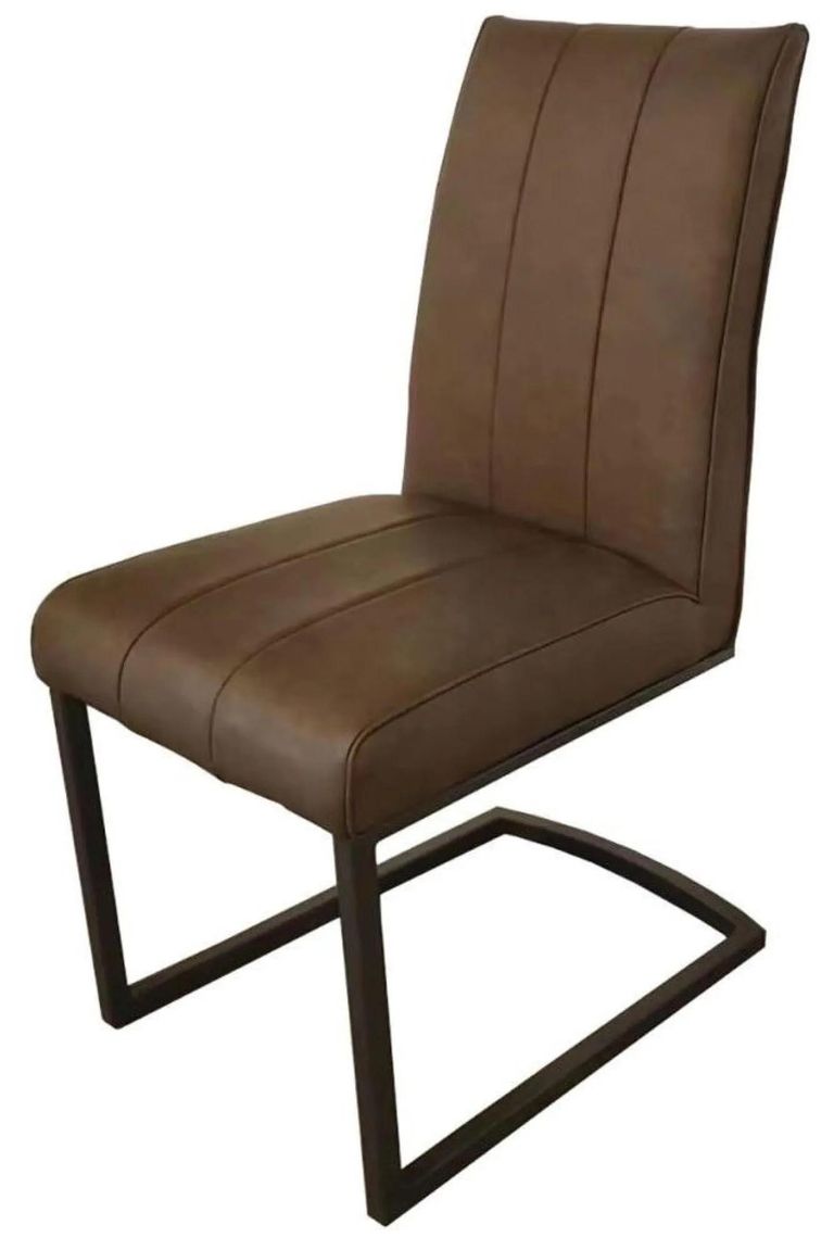 Vernal Dining Set - 4 Seater - 130cm - White Sintered Stone - 4 Tira Vintage Brown Faux Leather Cantilever Chair