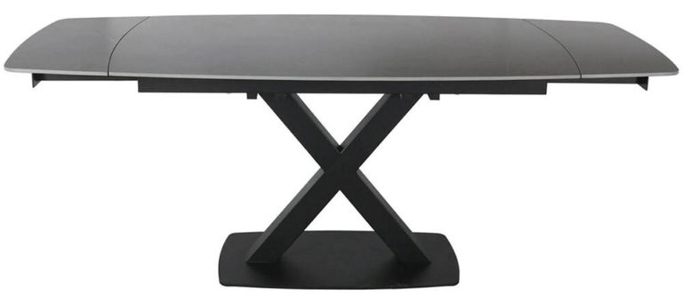 Vernal Extending Dining Set - 4-8 Seater - 140cm-200cm - Grey Sintered Stone - 4 Malcom Blue Fabric Swivel Chair