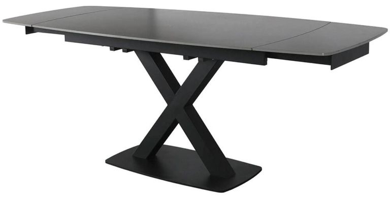 Vernal Extending Dining Set - 6-8 Seater - 160cm-240cm - Grey Sintered Stone - 6 Malcom Dark Grey Fabric Swivel Chair