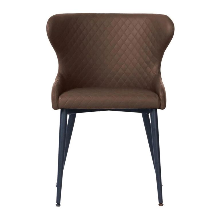 Vernal Extending Dining Set - 4-8 Seater - 140cm-200cm - Grey Sintered Stone - 4 Langley Brown Faux Leather Chair