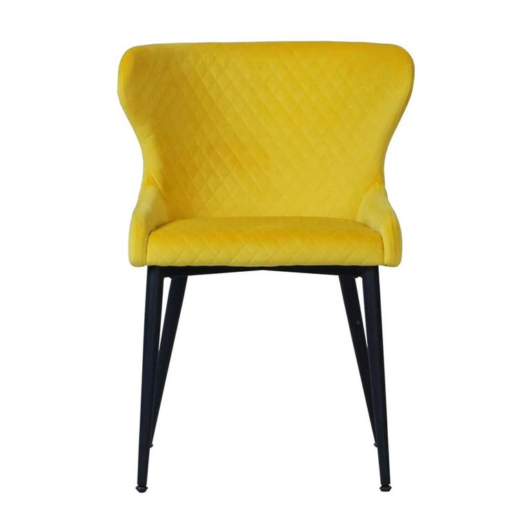 Vernal Extending Dining Set - 6-8 Seater - 160cm-240cm - Grey Sintered Stone - 6 Langley Yellow Fabric Chair