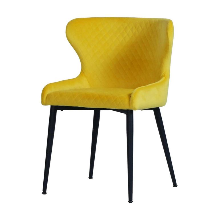 Vernal Extending Dining Set - 6-8 Seater - 160cm-240cm - Grey Sintered Stone - 6 Langley Yellow Fabric Chair