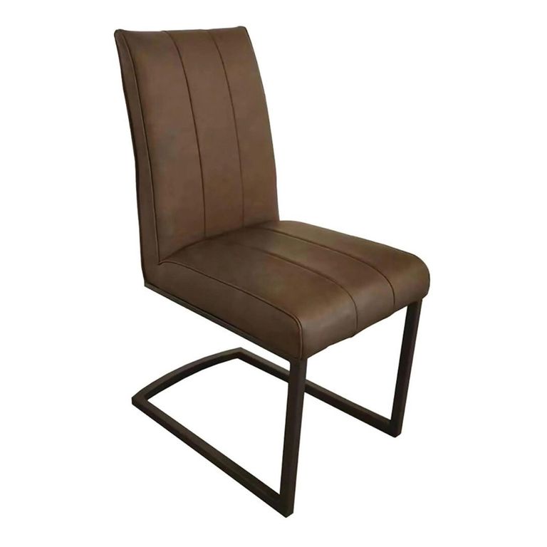 Vernal Extending Dining Set - 6-8 Seater - 160cm-240cm - Grey Sintered Stone - 6 Tira Vintage Brown Faux Leather Cantilever Chair