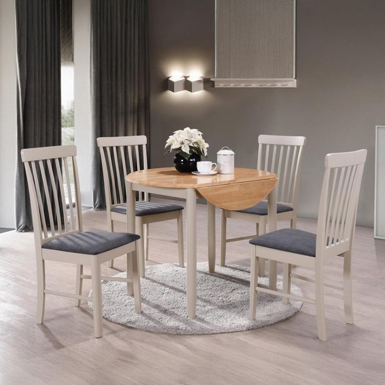 Altona Round Drop Leaf Dining Set - 2 Seater - 61cm-91cm - Oak and Grey