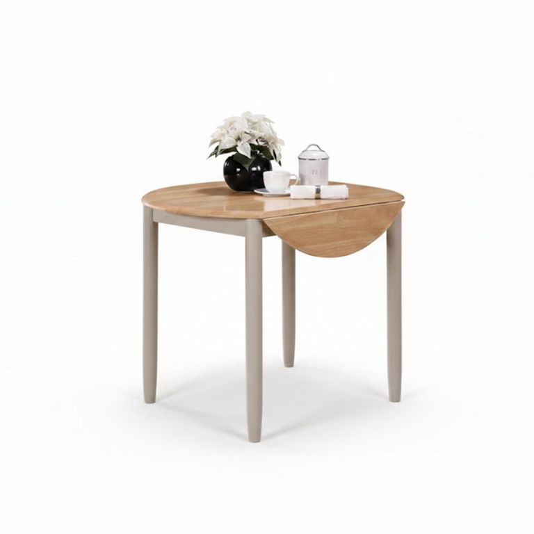 Altona Round Drop Leaf Dining Set - 2 Seater - 61cm-91cm - Oak and Grey
