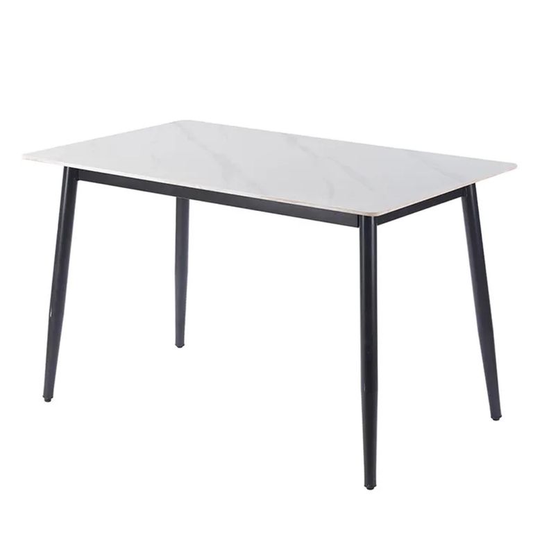 2 x Free Chairs - Breton Compact Dining Set - 4 Seater - 120cm - White Ceramic - 2x Lido Dining Chairs - Sand Fabric - Gold Legs