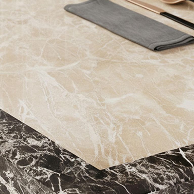 Venice Dining Set - 6 Seater - 160cm - Cream Marble - Paris Dining Chairs - Taupe Leather - Brown Legs