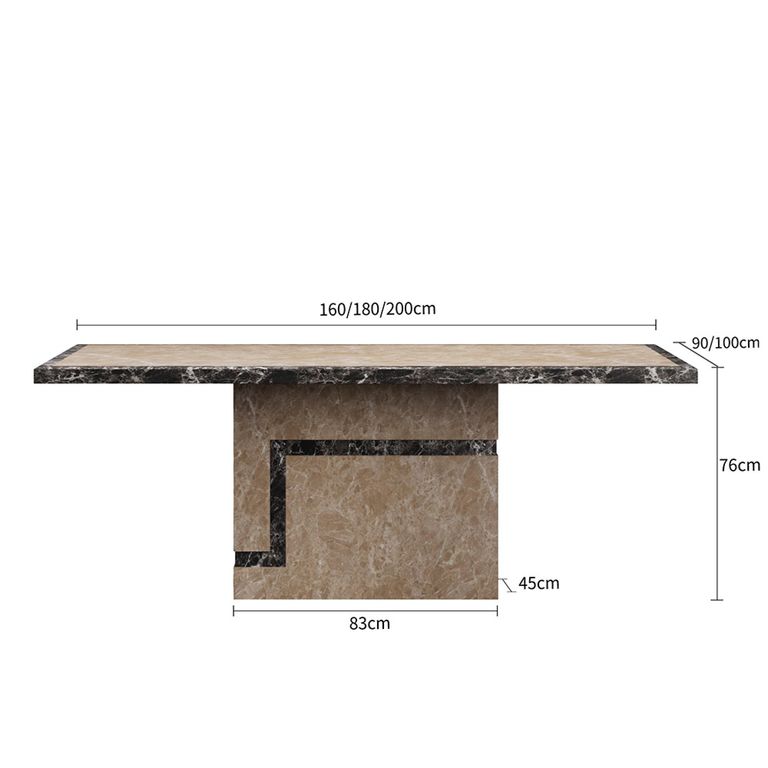 Venice Dining Set - 6 Seater - 160cm - Cream Marble - Paris Dining Chairs - Taupe Leather - Brown Legs