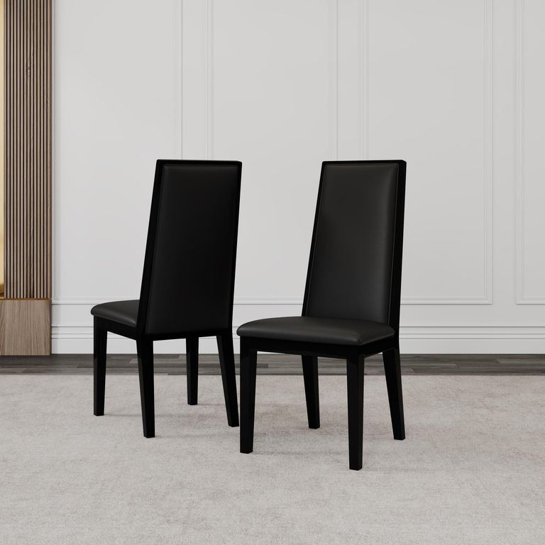 Antonio Dining Table - 8 Seater - 180cm - White Marble - Elite Dining Chair - Black Leather