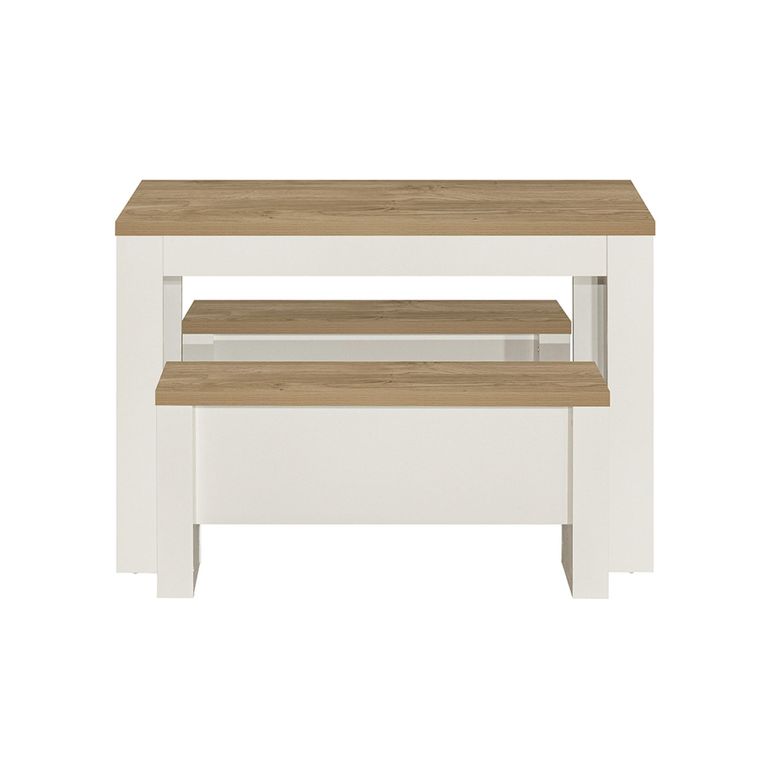 Highgate Dining Set - 2 Seater - 118cm - with 2 Benches - Cream Painted