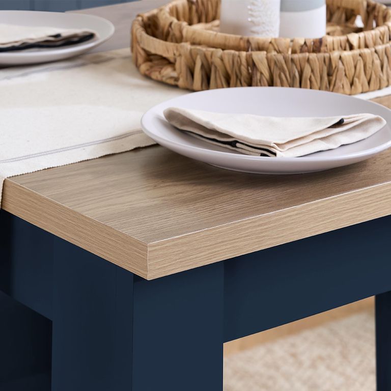 Highgate Dining Set - 2 Seater - 118cm - with 2 Benches - Navy Blue Painted