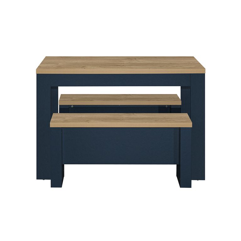 Highgate Dining Set - 2 Seater - 118cm - with 2 Benches - Navy Blue Painted