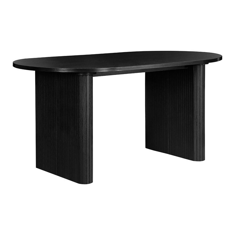 Axel Oval Dining Set - 6 Seater - 160cm - with 2 Benches - Black Fluted