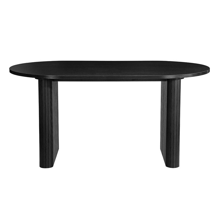 Axel Oval Dining Set - 6 Seater - 160cm - with 2 Benches - Black Fluted