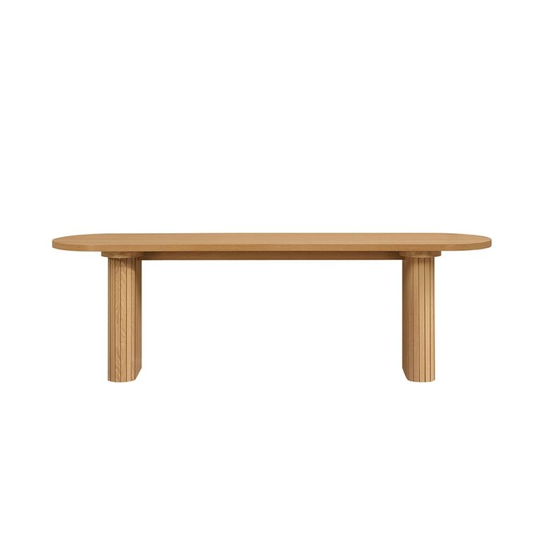 Axel Oval Dining Set - 6 Seater - 160cm - with 2 Benches - Oak Fluted