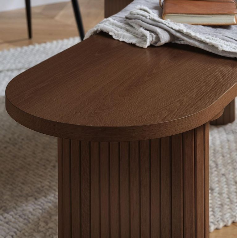 Axel Oval Dining Set - 6 Seater - 160cm - with 2 Benches - Walnut Fluted