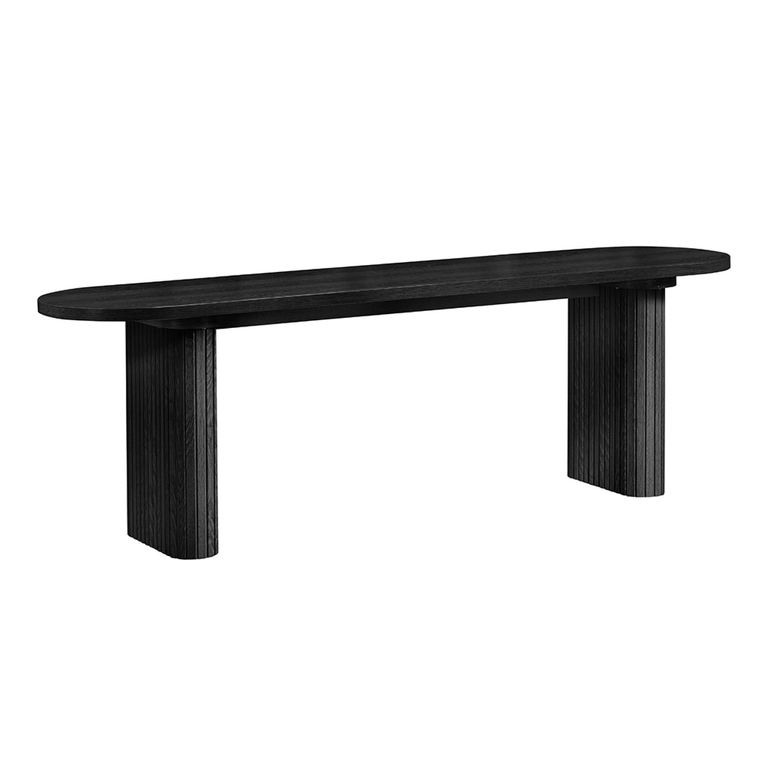 Axel Oval Dining Set - 6 Seater - 160cm - with 2 Grey Chairs and 1 Bench - Black Fluted