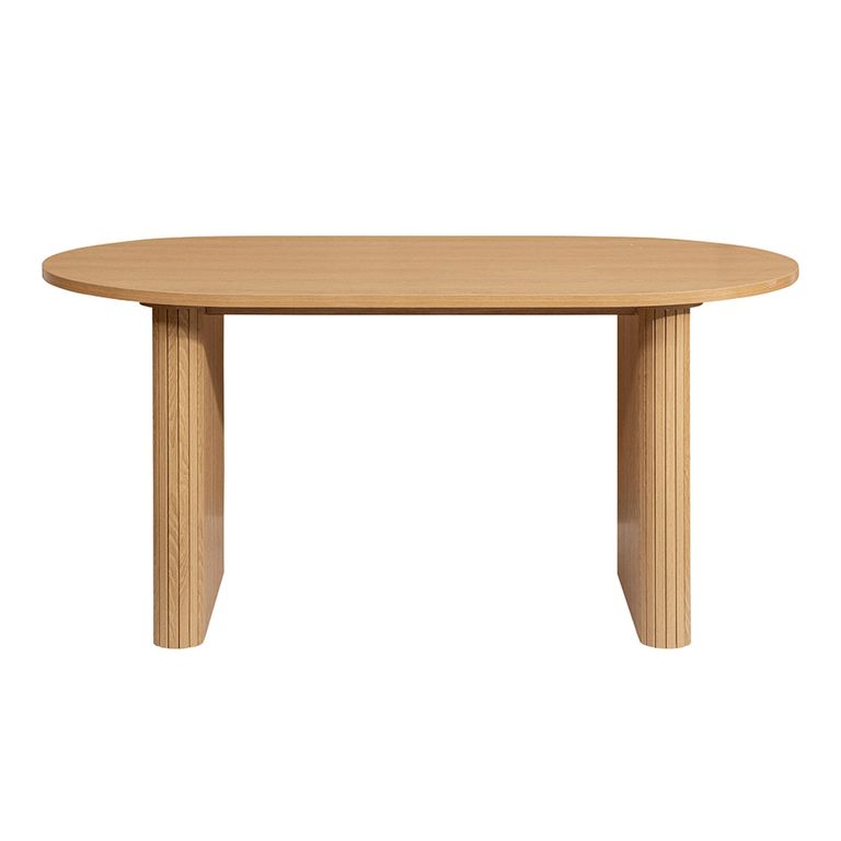 Axel Oval Dining Set - 6 Seater - 160cm - with 2 Grey Chairs and 1 Bench - Oak Fluted