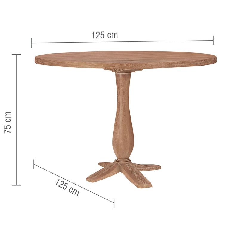 Cannes Dining Set - 4 Seater - 125cm - Round - 4 Chairs - Timber Wood