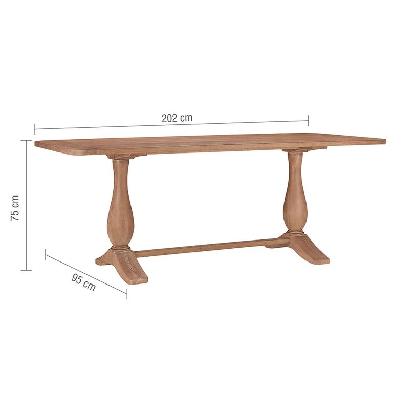 Cannes Dining Set - 8 Seater - 202cm - 4 Chairs - 1 Bench - Timber Wood